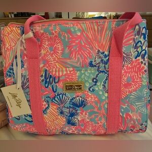Lilly Pulitzer Coral Reef Print Insulated Lunch Tote in Pink and Aqua